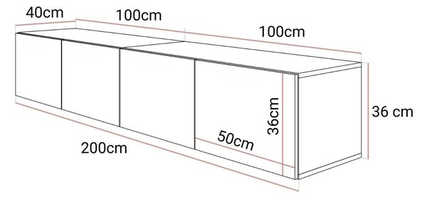 ZÁVESNÝ TV STOLÍK ELEGANTE ORECH 200 cm