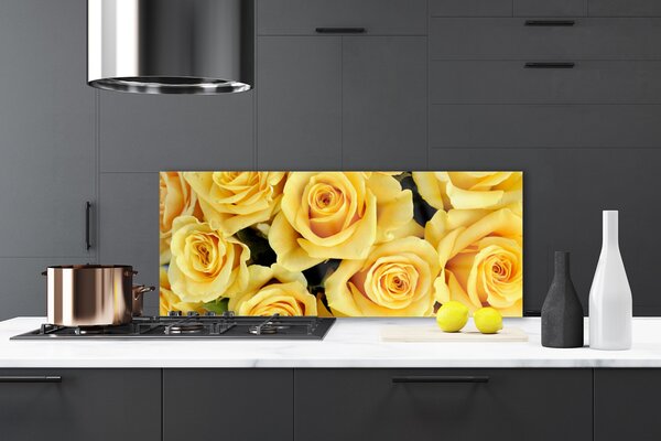 Sklenený obklad Do kuchyne Ruže kvety rastlina 125x50 cm