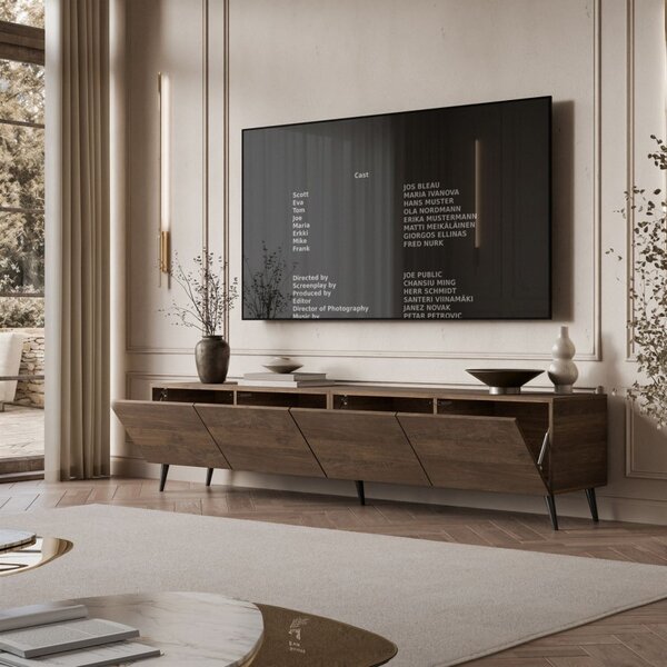 TV STOLÍK ELEGANTE 3 ORECH + ČIERNE NOŽIČKY 200 cm