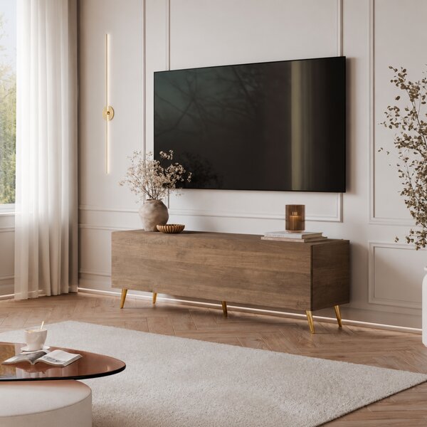 TV STOLÍK ELEGANTE 3 ORECH + ZLATÉ NOŽIČKY 150 cm