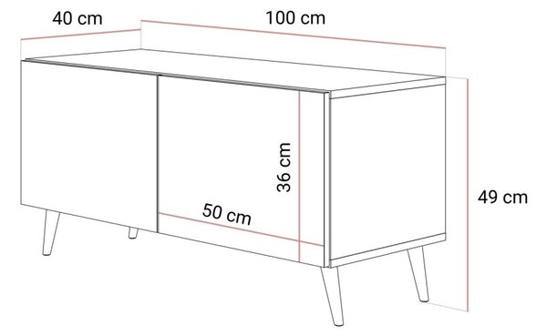 TV STOLÍK ELEGANTE 3 ORECH + ČIERNE NOŽIČKY 100 cm