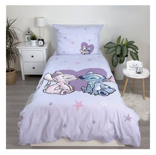 Bavlnené detské obliečky na jednolôžko 140x200 cm Lilo and Stitch "Heart" – Jerry Fabrics