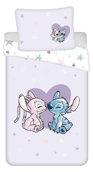 Bavlnené detské obliečky na jednolôžko 140x200 cm Lilo and Stitch "Heart" – Jerry Fabrics
