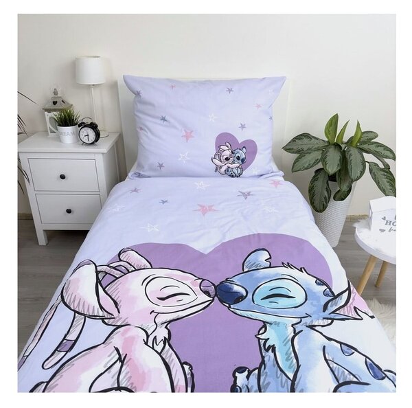 Bavlnené detské obliečky na jednolôžko 140x200 cm Lilo and Stitch "Heart" – Jerry Fabrics