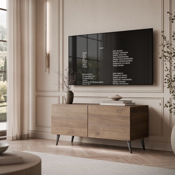TV STOLÍK ELEGANTE 3 ORECH + ČIERNE NOŽIČKY 100 cm