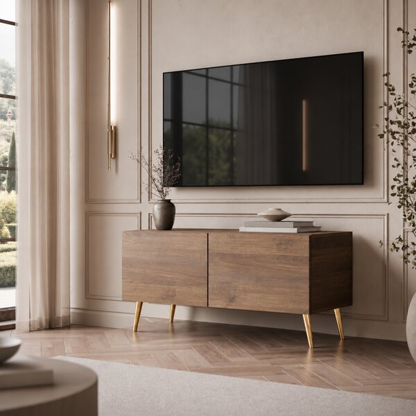 TV STOLÍK ELEGANTE 3 ORECH + ZLATÉ NOŽIČKY 100 cm