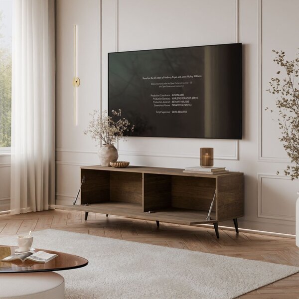 TV STOLÍK ELEGANTE 3 ORECH + ČIERNE NOŽIČKY 150 cm