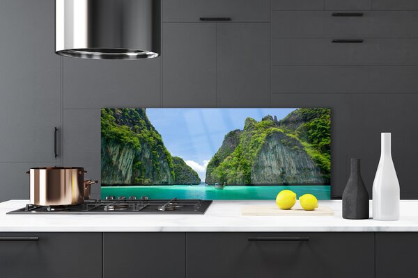 Sklenený obklad Do kuchyne Hora voda záliv krajina 125x50 cm