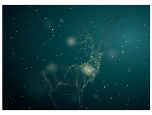 Obraz - Magický jeleň v noci (70x50 cm)