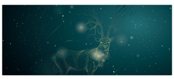 Obraz - Magický jeleň v noci (120x50 cm)