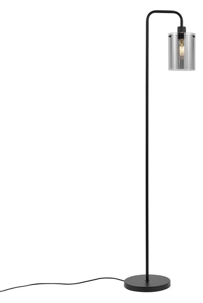 Dizajnová stojaca lampa čierna s dymovým sklom - Domo