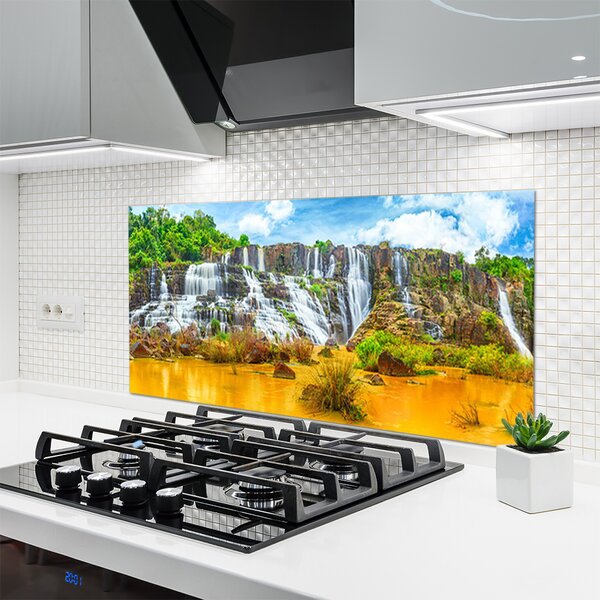 Sklenený obklad Do kuchyne Vodopád stromy príroda 120x60 cm