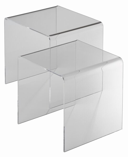 SADA ZASÚVACÍCH STOLÍKOV, číra, plast, 40/33/36/33/33 cm - Online Only obývacie izby, Online Only