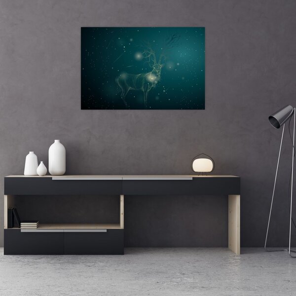 Obraz - Magický jeleň v noci (90x60 cm)