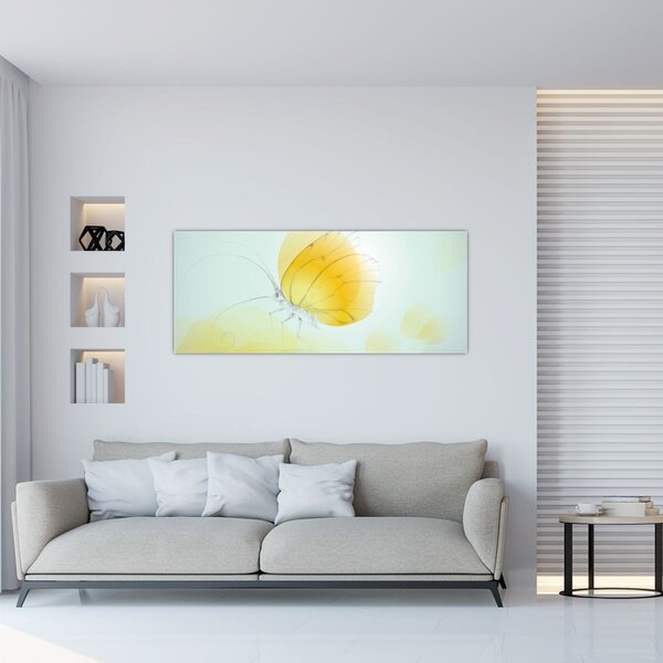 Obraz - Žltý motýľ (120x50 cm)