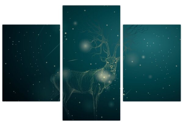Obraz - Magický jeleň v noci (90x60 cm)