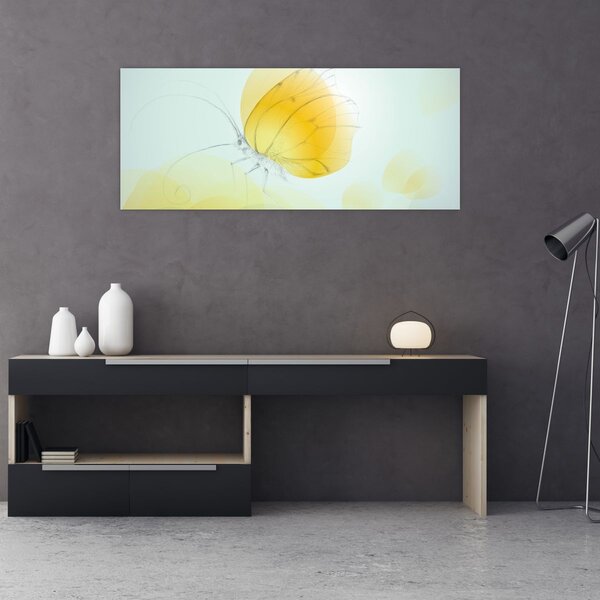 Obraz - Žltý motýľ (120x50 cm)