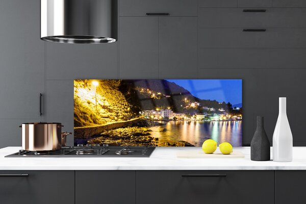 Sklenený obklad Do kuchyne Hora pláž príroda 125x50 cm