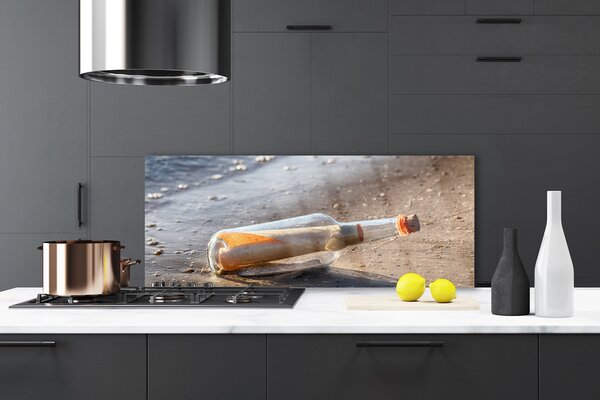 Sklenený obklad Do kuchyne List fľaša pláž umenie 125x50 cm