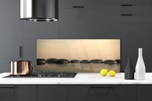 Sklenený obklad Do kuchyne Kamene voda umenie 125x50 cm