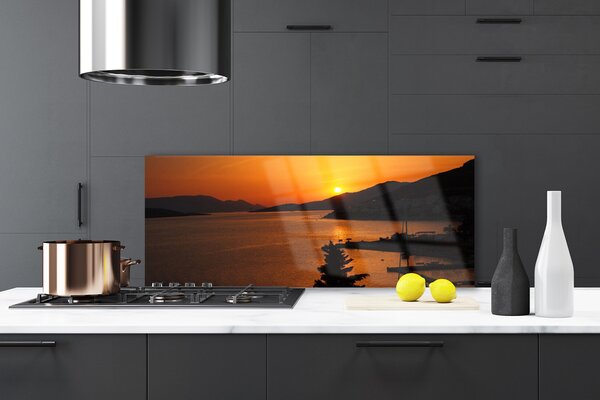 Sklenený obklad Do kuchyne More hory príroda 125x50 cm
