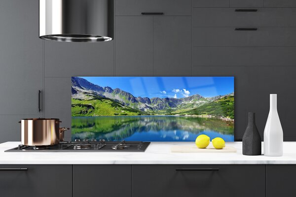 Sklenený obklad Do kuchyne Hora jazero príroda 125x50 cm