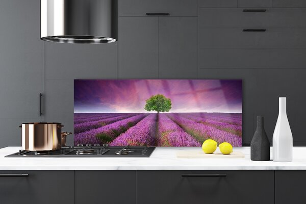 Sklenený obklad Do kuchyne Lúka strom príroda 125x50 cm