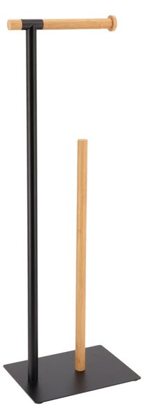 Stojan na toaletný papier Black Bamboo, čierna/s drevenými prvkami