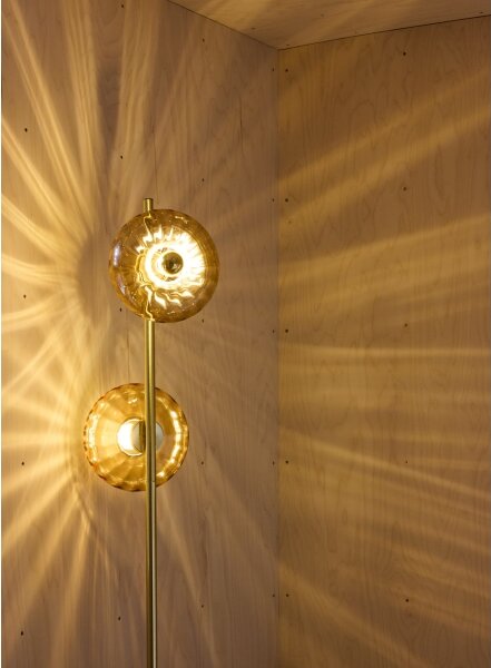 Osram - Stojacia lampa GOLD GLASS 2xE14/12W/230V zlatá/dymová béžová