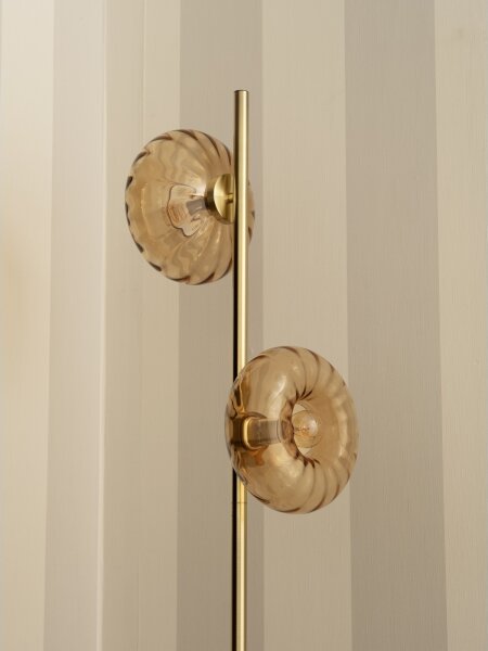 Osram - Stojacia lampa GOLD GLASS 2xE14/12W/230V zlatá/dymová béžová