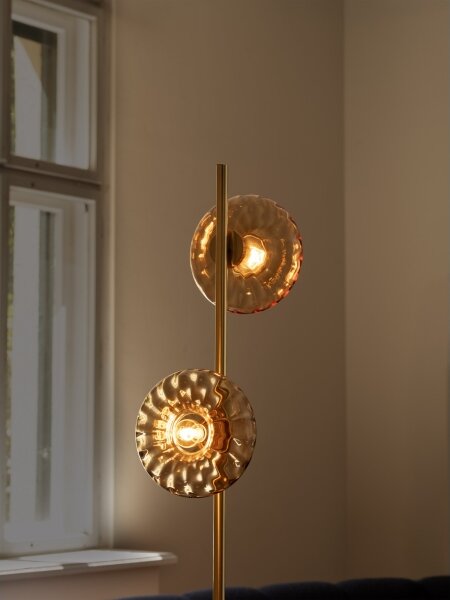 Osram - Stojacia lampa GOLD GLASS 2xE14/12W/230V zlatá/dymová béžová