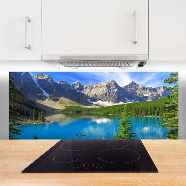 Sklenený obklad Do kuchyne Jazero hora les príroda 125x50 cm