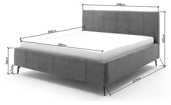 Béžová čalúnená dvojlôžková posteľ s úložným priestorom s roštom 180x200 cm Lizzano – Meise Möbel