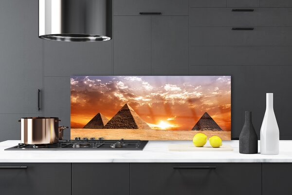 Sklenený obklad Do kuchyne Pyramídy architektúra 125x50 cm