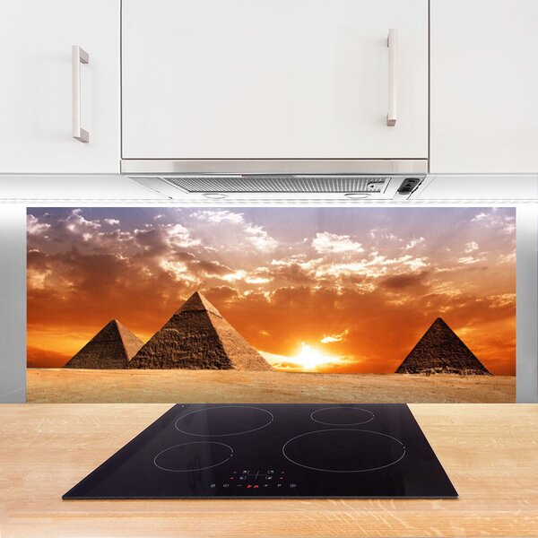 Sklenený obklad Do kuchyne Pyramídy architektúra 125x50 cm