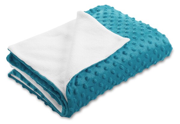 Biante Detská obojstranná deka Minky TOP 3D bodky/Polar MKP-056 Morská modrá 75x100 cm