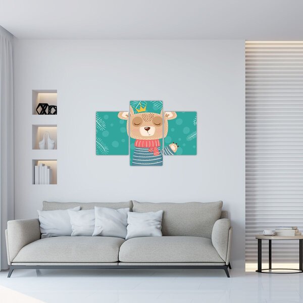 Obraz - Mávajúci medvedík (90x60 cm)