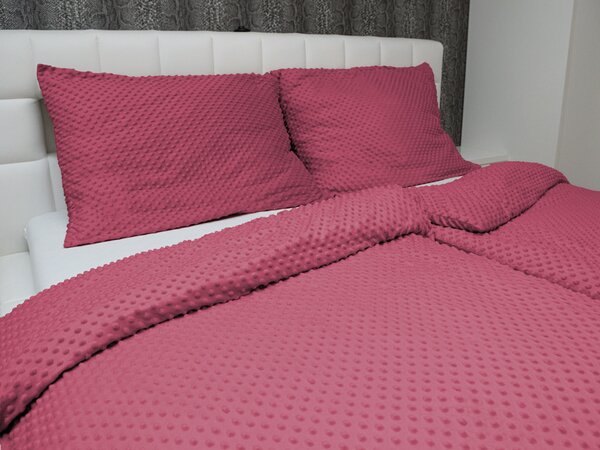 Biante Hrejivé posteľné obliečky Minky TOP 3D bodky MKP-057 Ostružinové Jednolôžko 140x200 a 70x90 cm