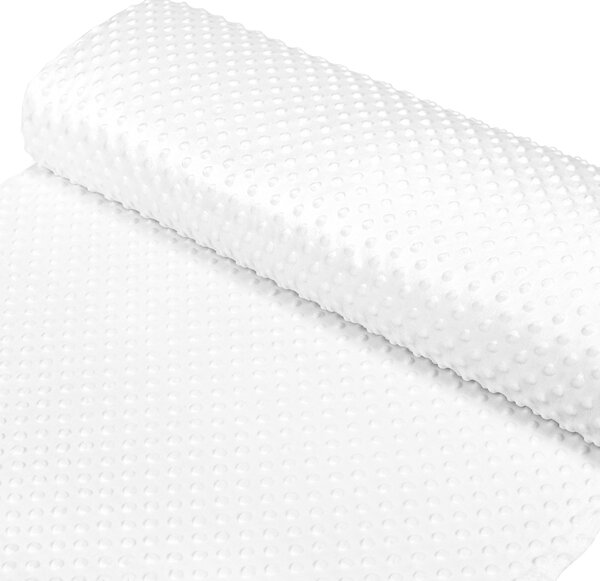 Detská látka Minky TOP 3D bodky MKP-059 Biela - šírka 165 cm