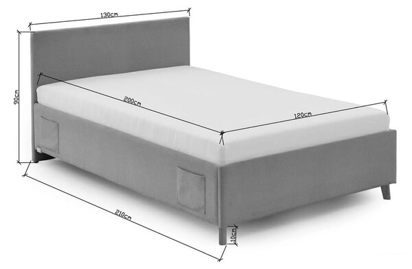 Antracitová čalúnená detská posteľ s úložným priestorom s roštom 120x200 cm Cool – Meise Möbel