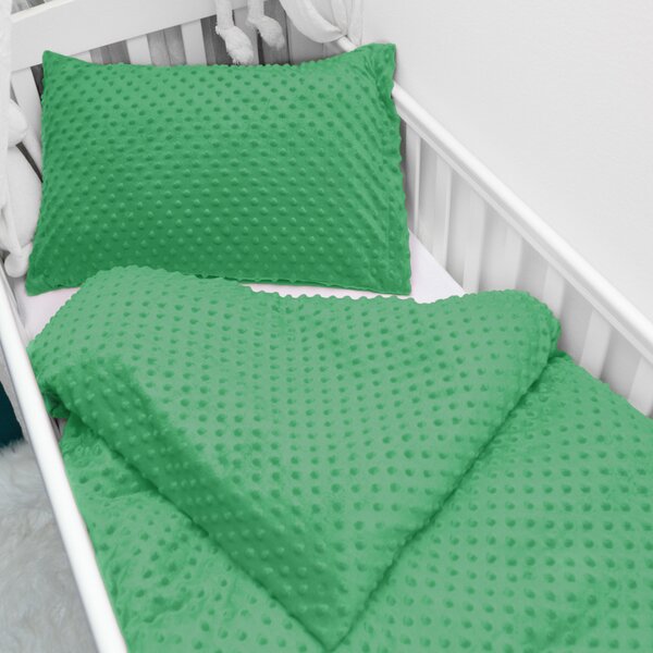 Biante Detské posteľné obliečky do postieľky Minky TOP 3D bodky MKP-054 Sýto zelené Do postieľky 90x120 a 40x60 cm