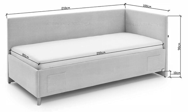Antracitová čalúnená rohová detská posteľ s úložným priestorom s roštom 90x200 cm Cool – Meise Möbel