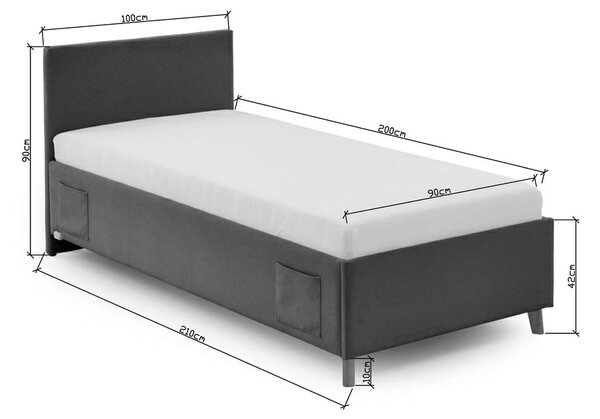 Modrá čalúnená detská posteľ s úložným priestorom s roštom 90x200 cm Cool – Meise Möbel