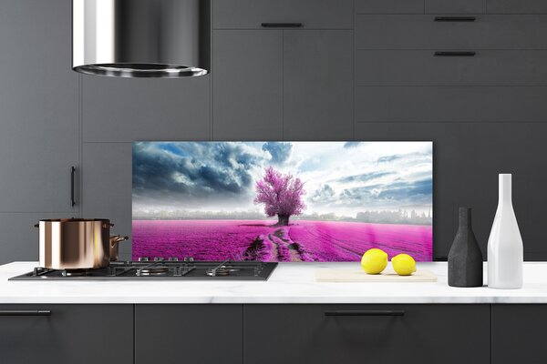 Sklenený obklad Do kuchyne Lúka strom príroda 125x50 cm