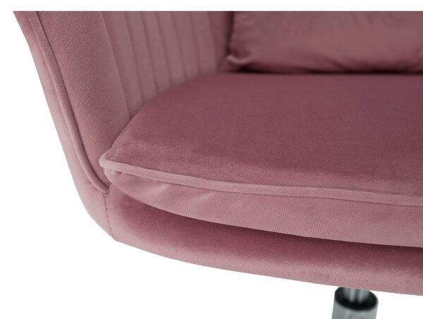 KONDELA Kancelárske kreslo, ružová Velvet látka/chróm, KLIAN