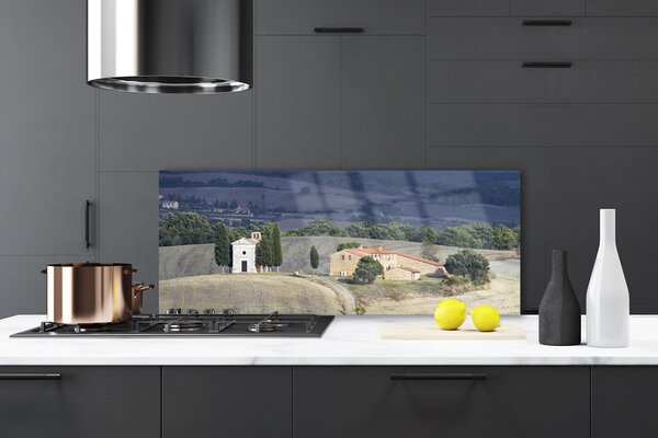 Sklenený obklad Do kuchyne Lúka stromy príroda 125x50 cm