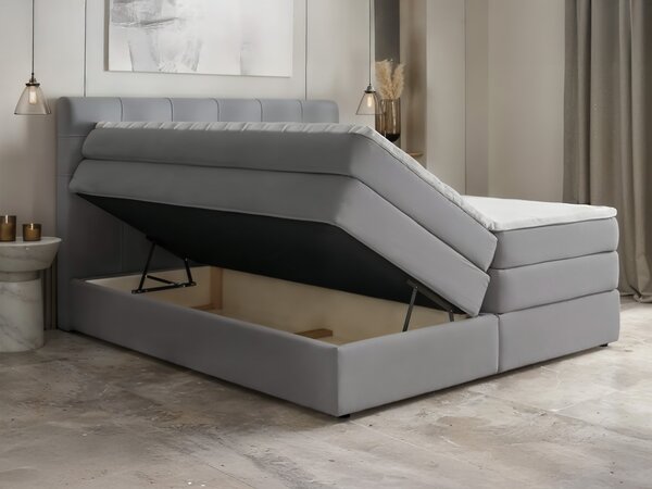 Manželská boxspring posteľ s úložným priestorom Arezi 140x200 - sivá
