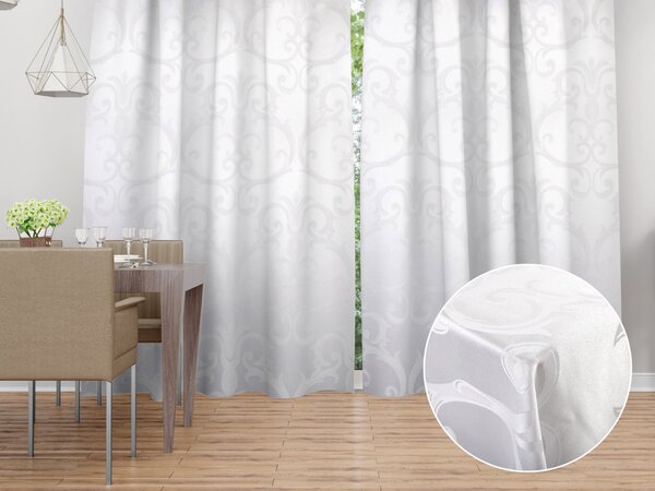 Biante Dekoračný záves Monako PM-125 Veľký zámocký vzor biely - šírka 140 cm 140x140 cm
