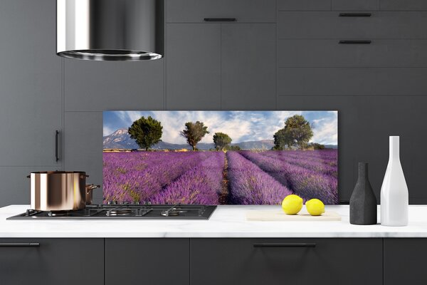 Sklenený obklad Do kuchyne Lúka stromy príroda 125x50 cm