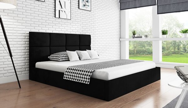 Čalúnená manželská posteľ CAROLE - 160x200, čierna